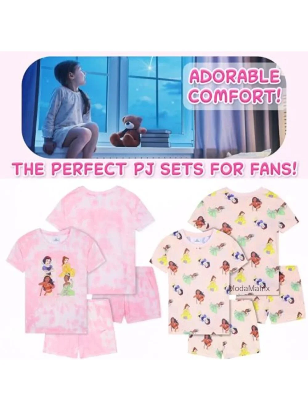 2-Pack Girls Pajama Set Short Sleeve Shorts Sleepwear